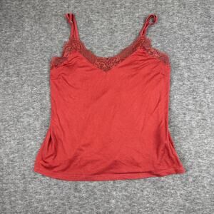 Rock and Roll Cowgirl Lace Trim Cami Tank Top Red Size Large Boho Western